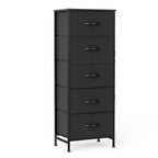 48IN Dresser for Bedroom with 5 Fabric Drawers Nightstand Wardrobe Steel Frame Closet for Clothes Storage Cabinet Furniture