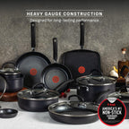 Ultimate Hard Anodized Nonstick Pots and Pans Set 17 Piece, Nonstick Cookware Set with Fry Pan, Saucepans, Saute-Pan, Griddle, Dishwasher Safe, Onyx