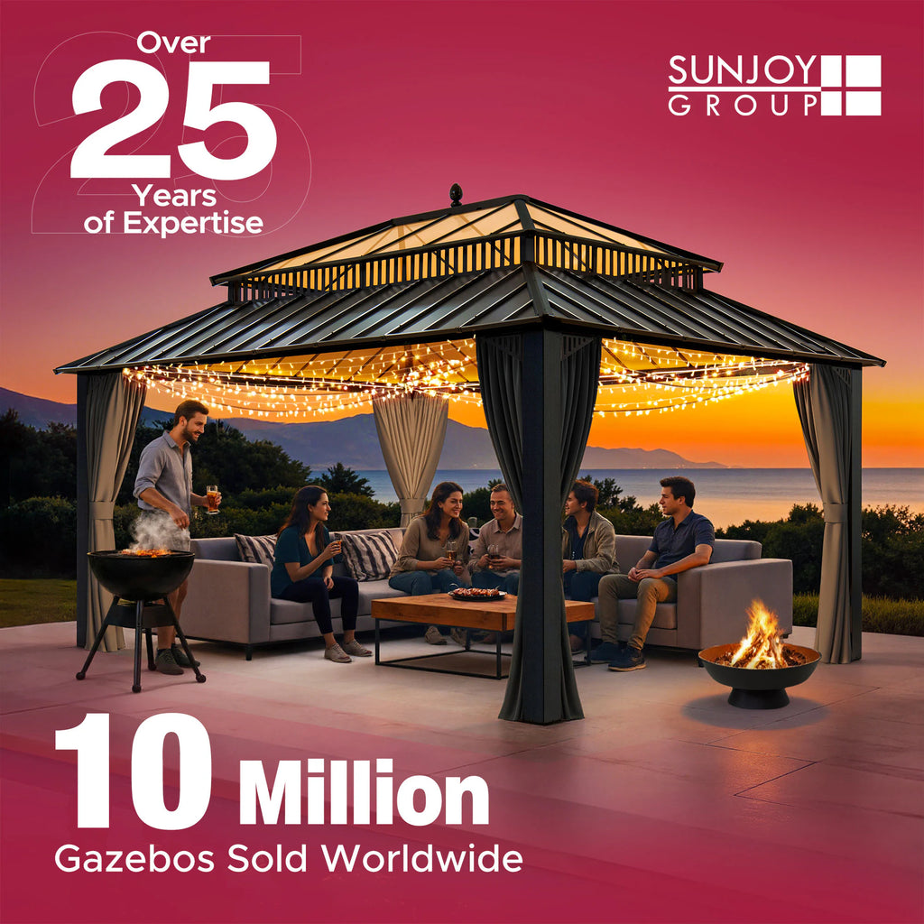 12-Ft X 10-Ft Hardtop Roof Steel Gazebo