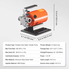 Water Transfer Pump 120V AC 360GPH 1/10 HP Portable Electric Utility Pump for Garden, Rain Barrel, Pool, Pond, Aquarium