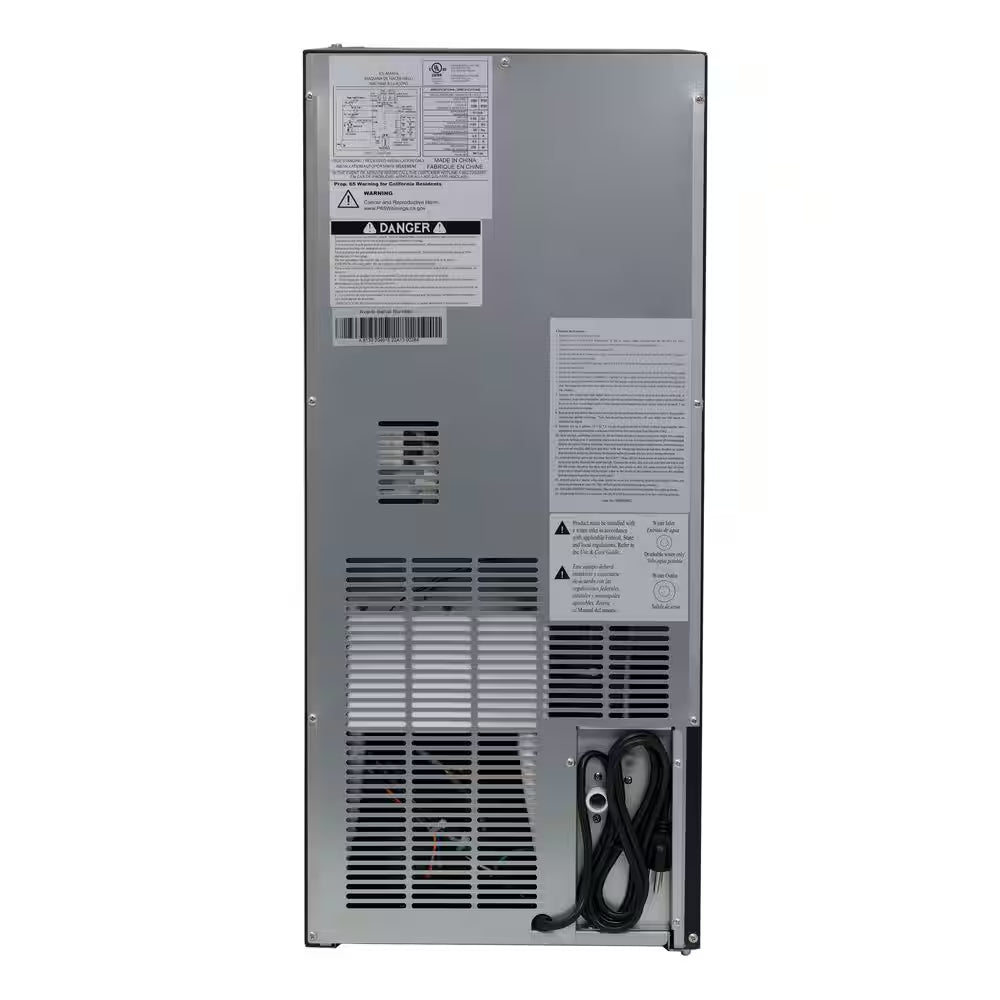 15 In. 49 Lb. Cube Ice Built-In or Freestanding Selectable Cube Size Ice Maker in Stainless Steel