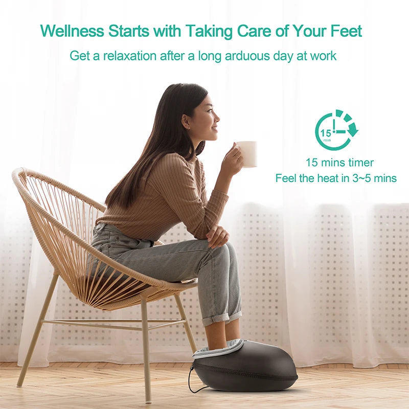 Shiatsu Foot Massager Machine with Heat Roller Muscle Relaxation Pain Relief Electric Fully Wrapped Foot Massage