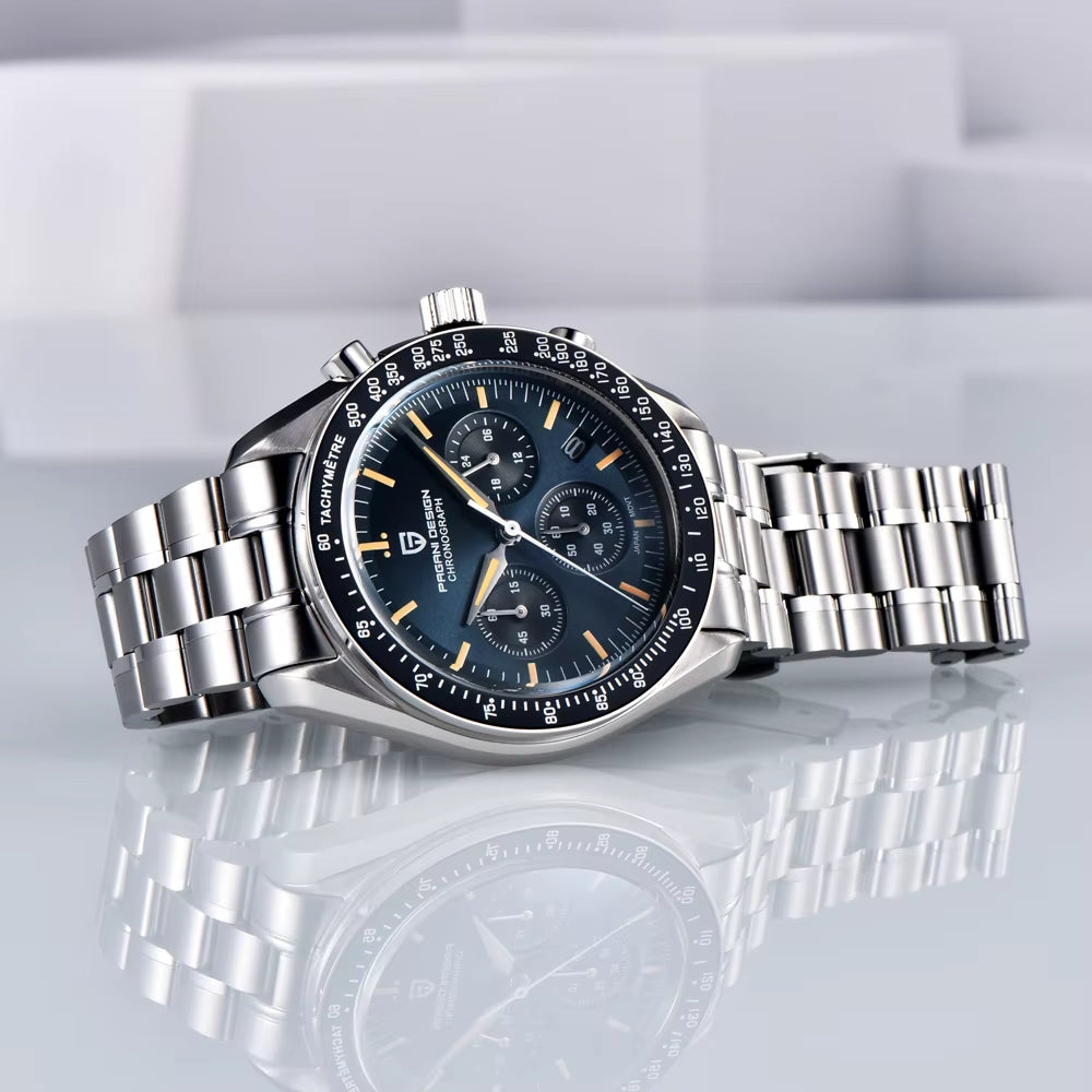 2026 New  Moon V6 Men'S Watches Luxury Quartz Watch for Man Chronograph VK63 Men Gift AR Sapphire Mirror Luminous