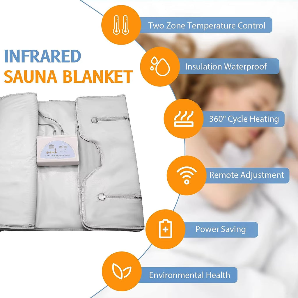 2 Zones Thermal Sauna Blanket Weight Loss Sliming Weighted Blanket for Home/Spa Body Relaxation Detoxification Therapy Machine