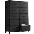 Bedside Table for Bedroom with 10 Fabric Drawers Wardrobe Steel Frame Closet for Storage Cabinet Living Room of Furniture