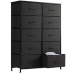 Bedside Table for Bedroom with 10 Fabric Drawers Wardrobe Steel Frame Closet for Storage Cabinet Living Room of Furniture