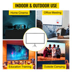 100 Inch Tripod Projector Screen with Stand 16:9 4K HD Portable Projection Home Cinema for Indoor & Outdoor Projection