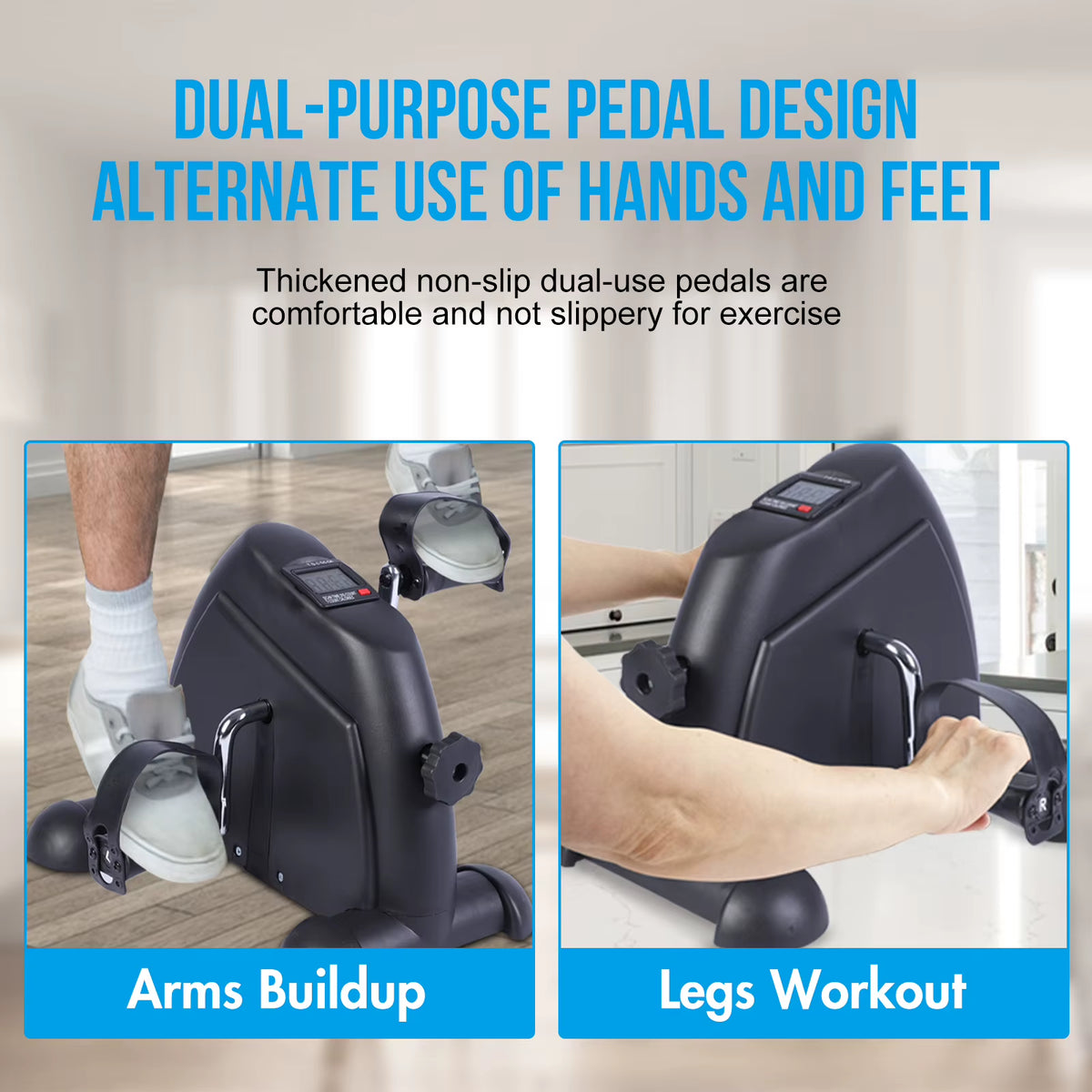 Mini under Desk Pedal Exerciser Bike Multi-Function Motorized Digital with LCD Screen Display for Leg Arm and Knee for Elderly