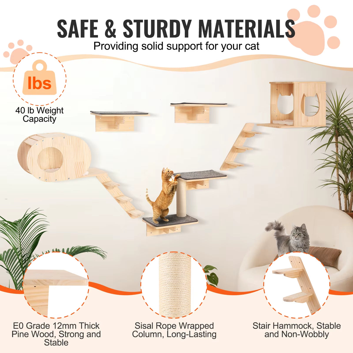 Wall Mounted Cat Shelves Cat Wall Shelves and Perches with Jumping Boards Hammocks & Cat Tree Cat Furniture and Shelves