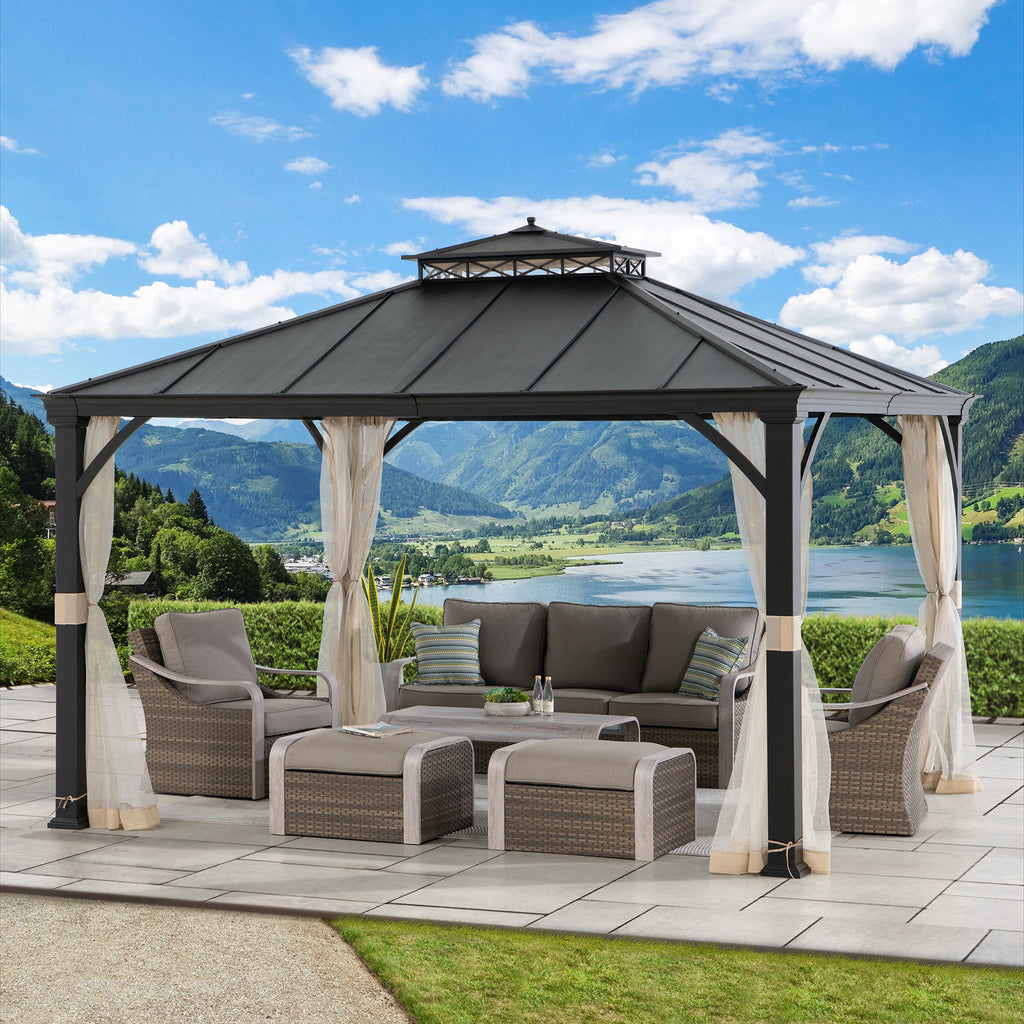 12-Ft X 10-Ft Hardtop Roof Steel Gazebo