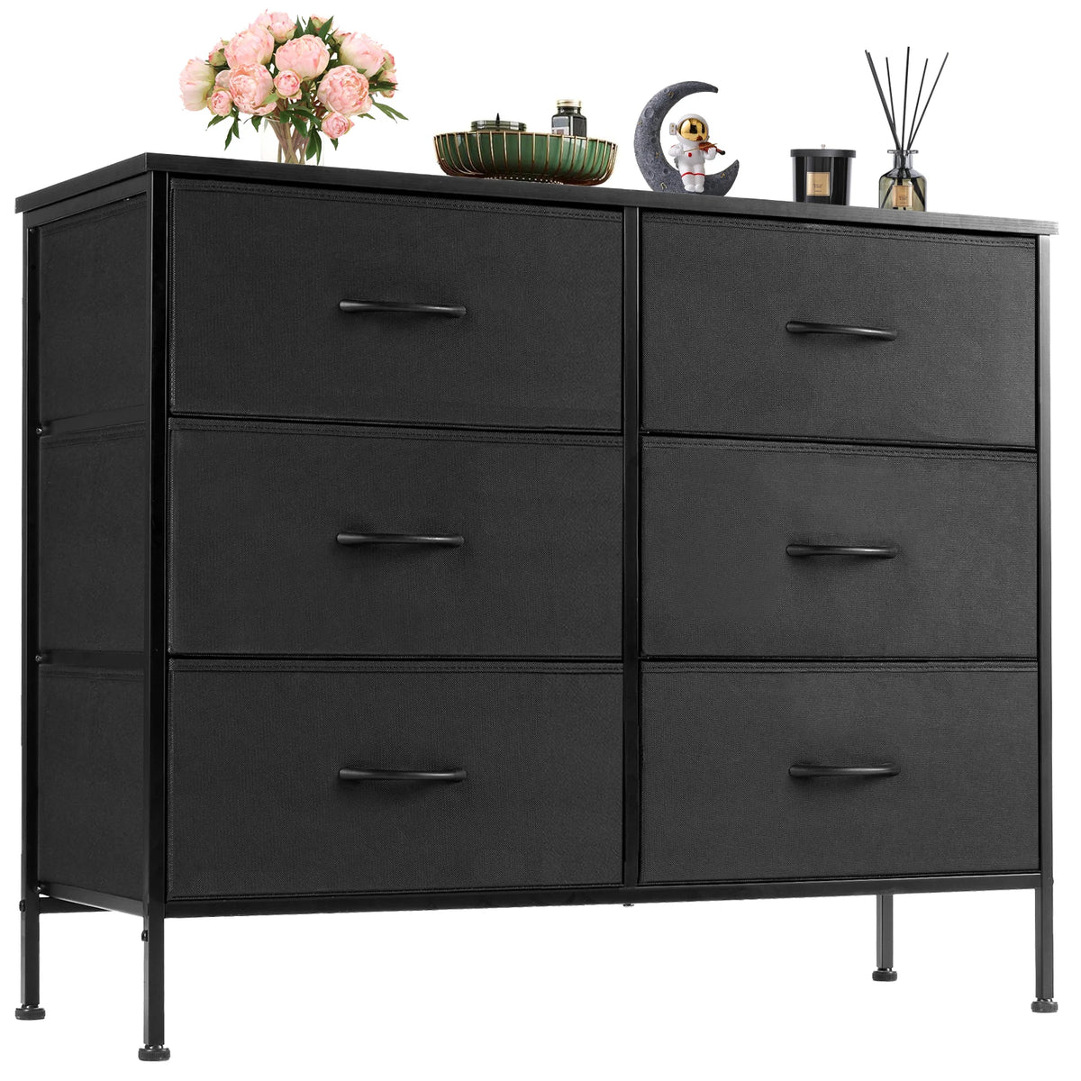 6 Fabric Drawers Nightstand for Bedroom Bedside Sofa Table with Storage Closet Chest Clothes Display Cabinet Furniture
