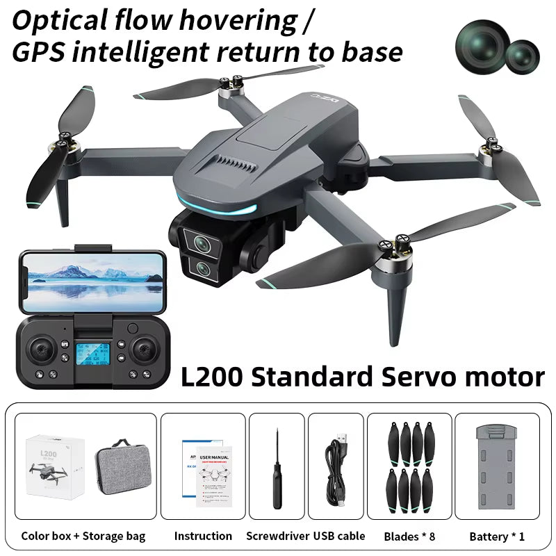 New L200 plus GPS Drone Factory 4K Professional HD Dual Lens 3-Axis Gimbal 360° Laser Obstacle Avoidance Brushless RC Quadcopter