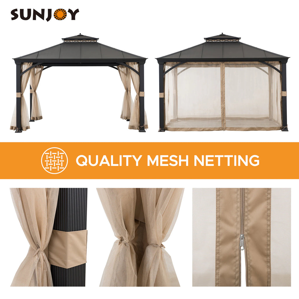 12-Ft X 10-Ft Hardtop Roof Steel Gazebo