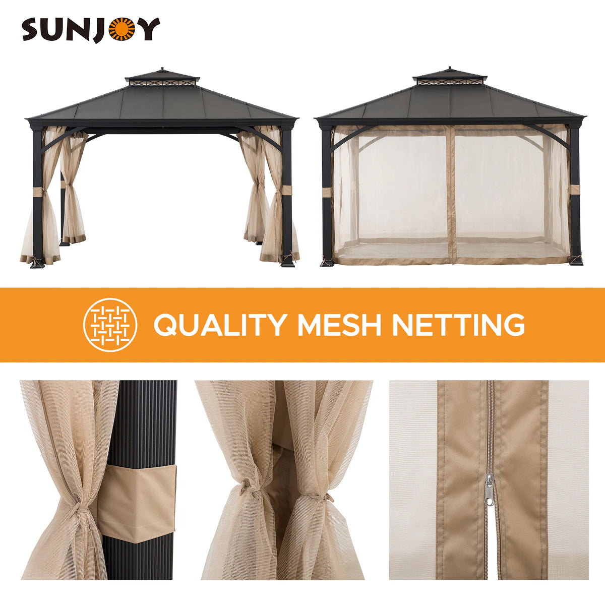 12-Ft X 10-Ft Hardtop Roof Steel Gazebo