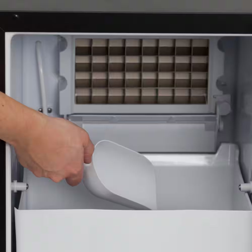 15 In. 49 Lb. Cube Ice Built-In or Freestanding Selectable Cube Size Ice Maker in Stainless Steel