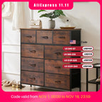 Dresser for Bedroom with 9 Fabric Storage Drawer Wardrobe Tall Chest Organizer Closet Adult Kids Clothes Cabinet Furniture