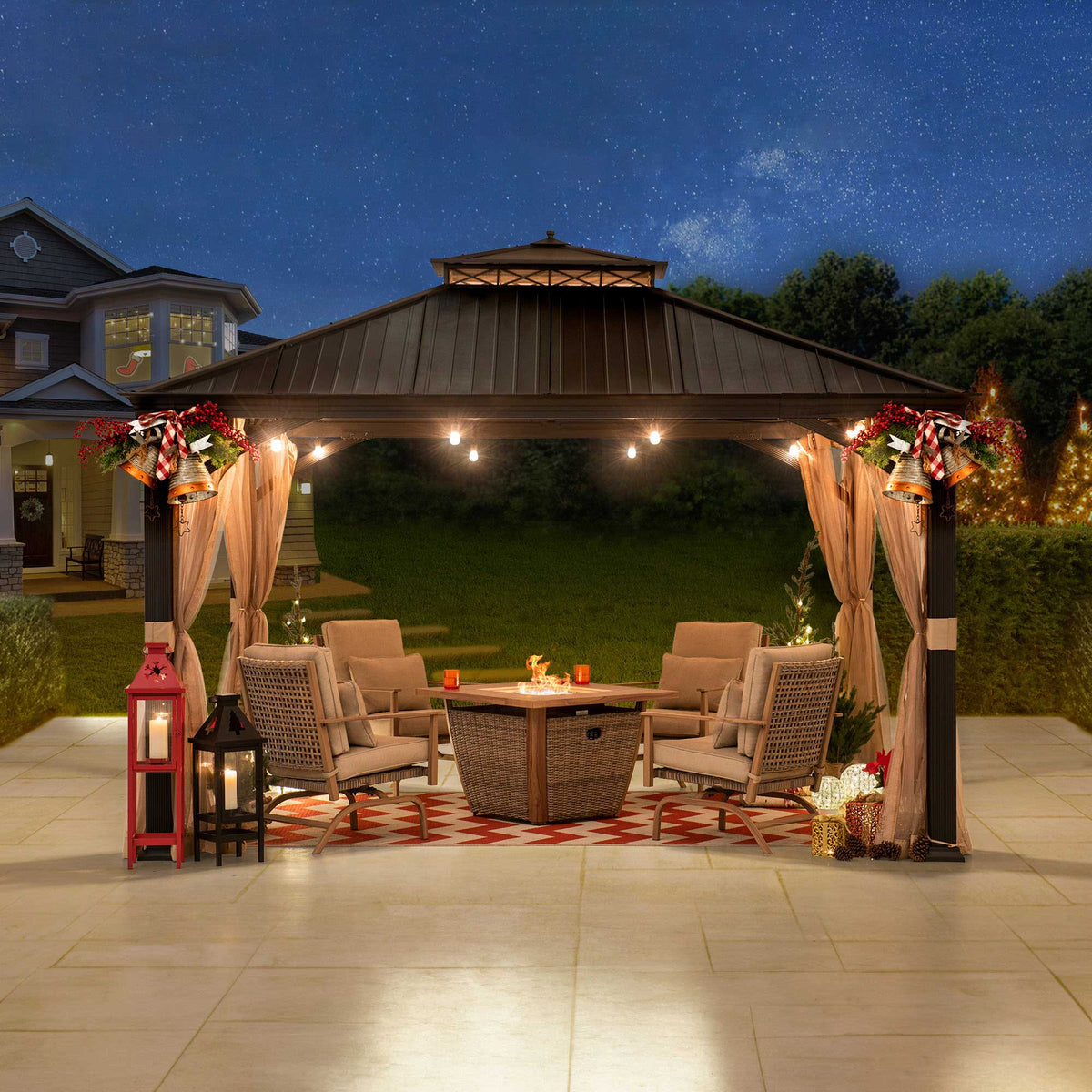 12-Ft X 10-Ft Hardtop Roof Steel Gazebo