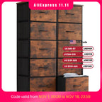 Bedside Table for Bedroom with 10 Fabric Drawers Wardrobe Steel Frame Closet for Storage Cabinet Living Room of Furniture