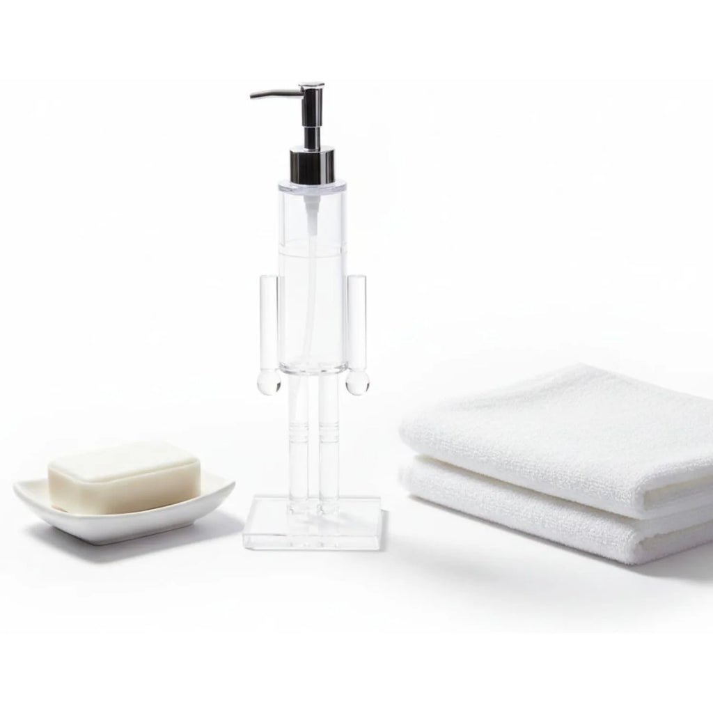 Nutcracker Liquid Soap Dispenser, Clear Refillable Lotion Pump for Christmas Decor