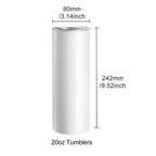 HTVRONT 8 Pack 20 OZ Sublimation Tumbler Blanks Skinny Straight in Bulk, Stainless Steel Insulated Sublimation Tumbler