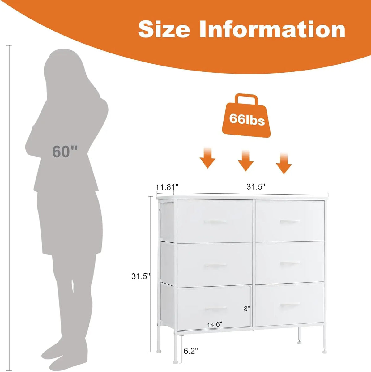 6 Fabric Drawers Nightstand for Bedroom Bedside Sofa Table with Storage Closet Chest Clothes Display Cabinet Furniture