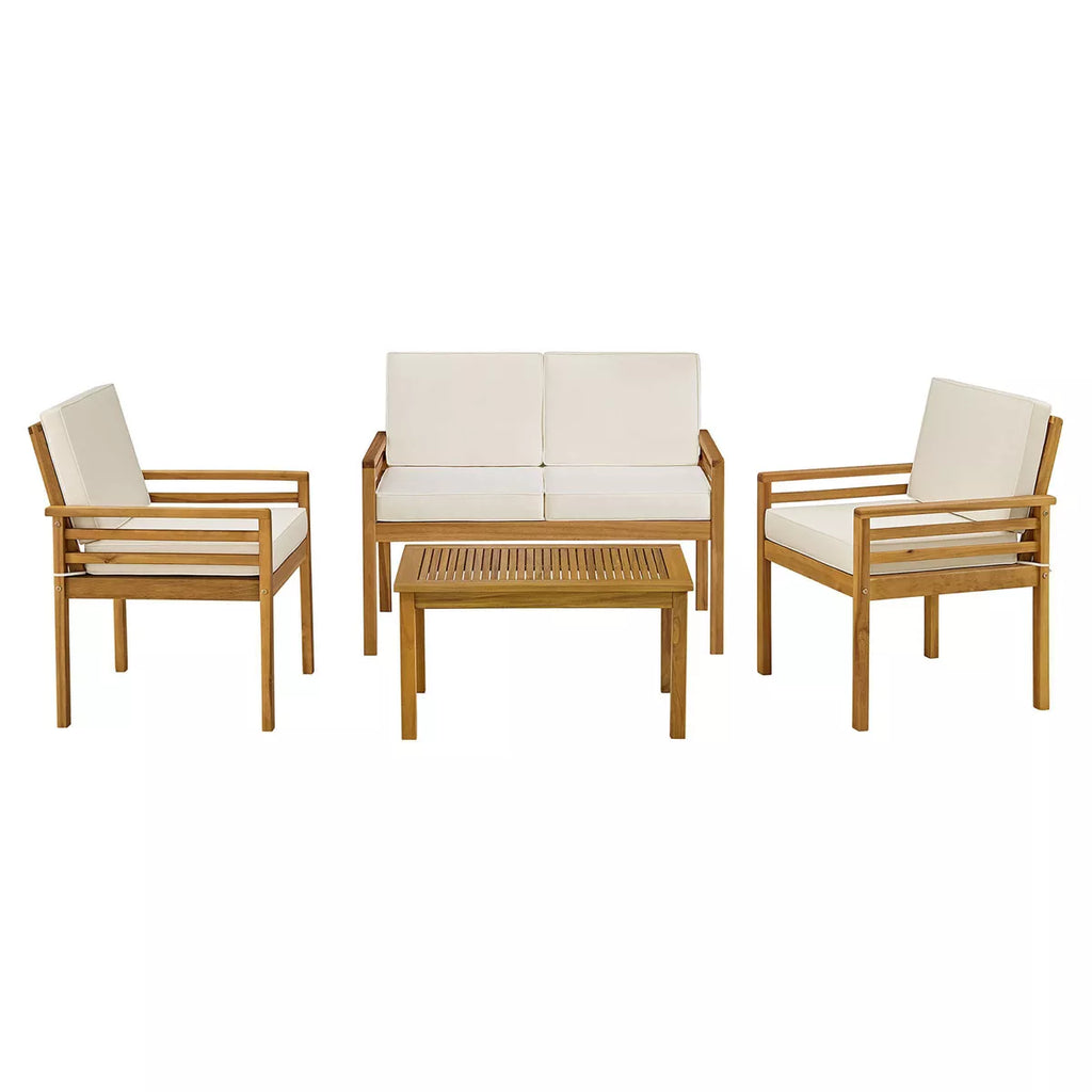Alaterre Furniture 4Pc Okemo Outdoor Weather-Resistant Couch, Dining Chairs & Side Table