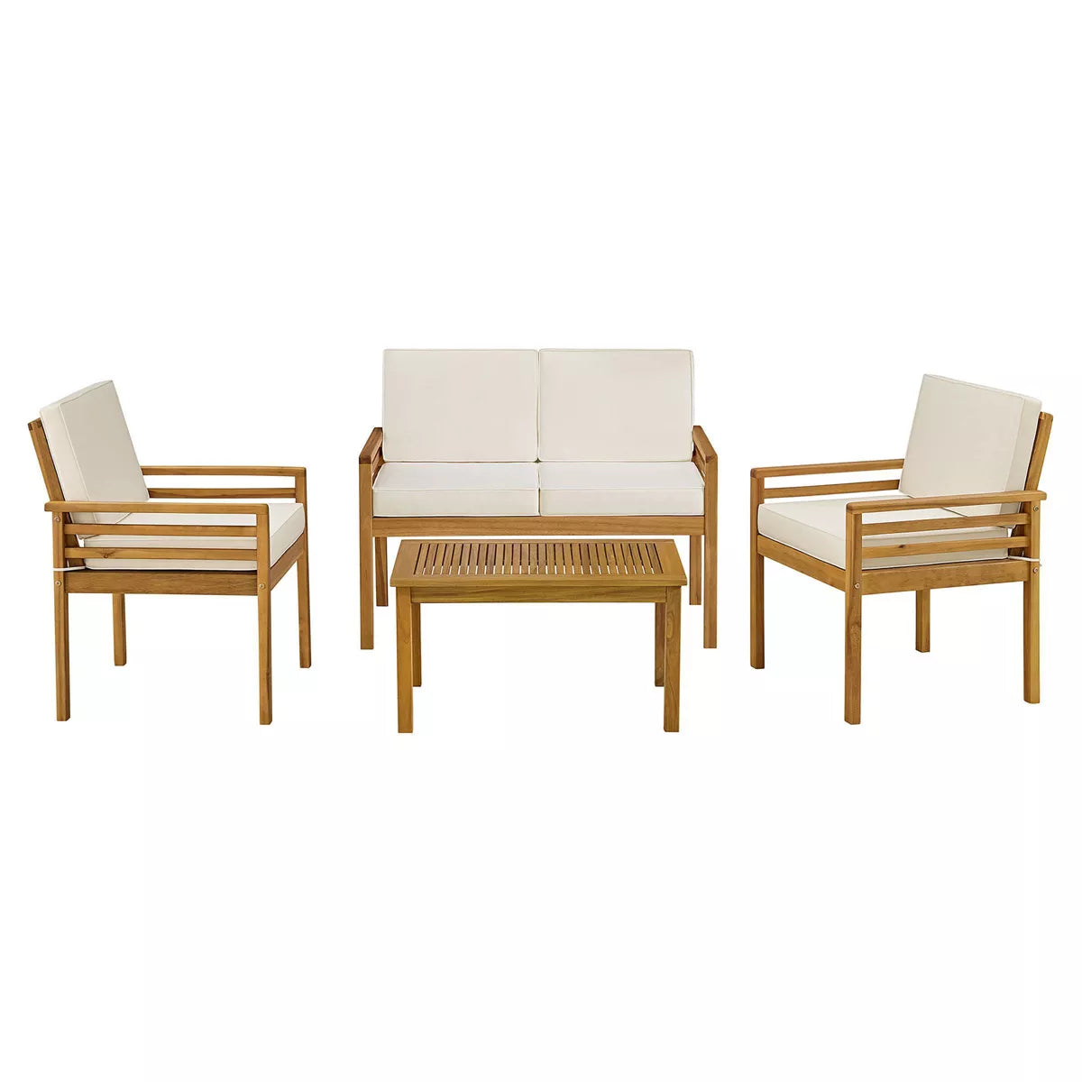 Alaterre Furniture 4Pc Okemo Outdoor Weather-Resistant Couch, Dining Chairs & Side Table