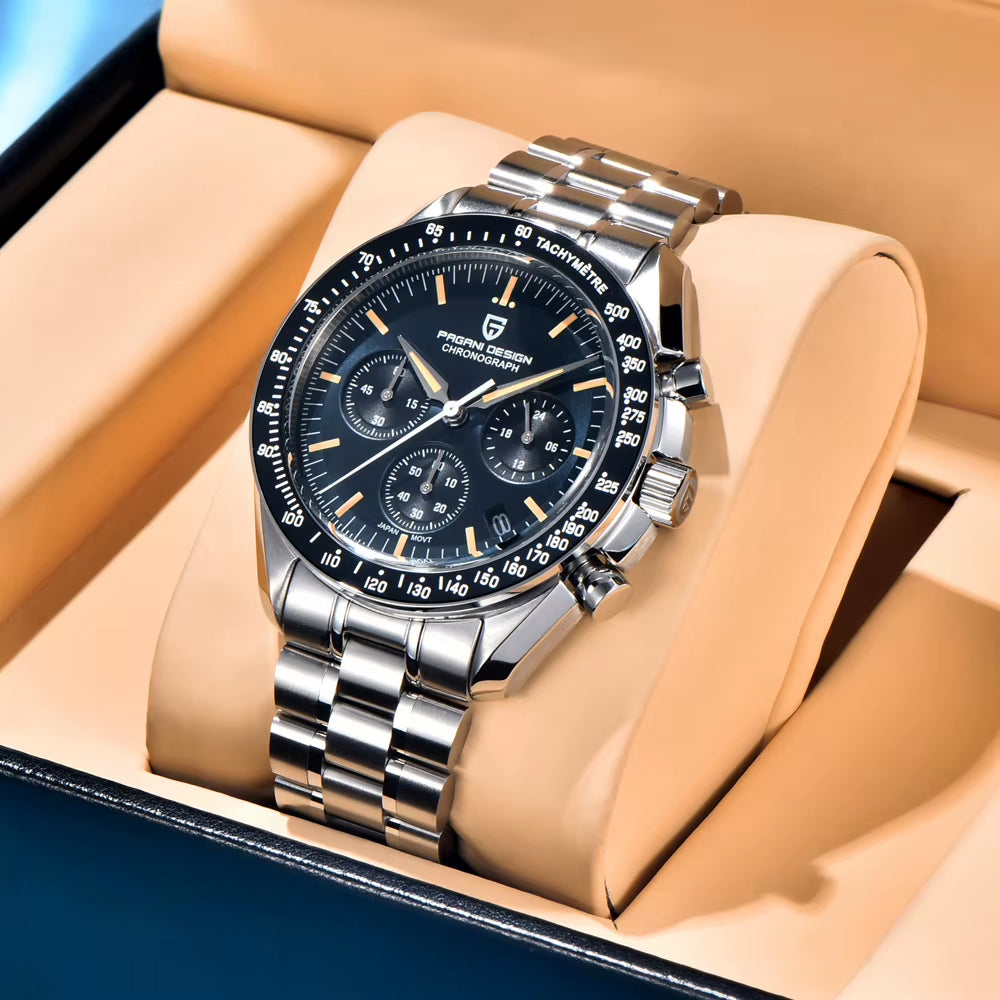 2026 New  Moon V6 Men'S Watches Luxury Quartz Watch for Man Chronograph VK63 Men Gift AR Sapphire Mirror Luminous