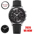 2026 New  Moon V6 Men'S Watches Luxury Quartz Watch for Man Chronograph VK63 Men Gift AR Sapphire Mirror Luminous