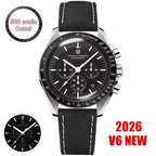 2026 New  Moon V6 Men'S Watches Luxury Quartz Watch for Man Chronograph VK63 Men Gift AR Sapphire Mirror Luminous