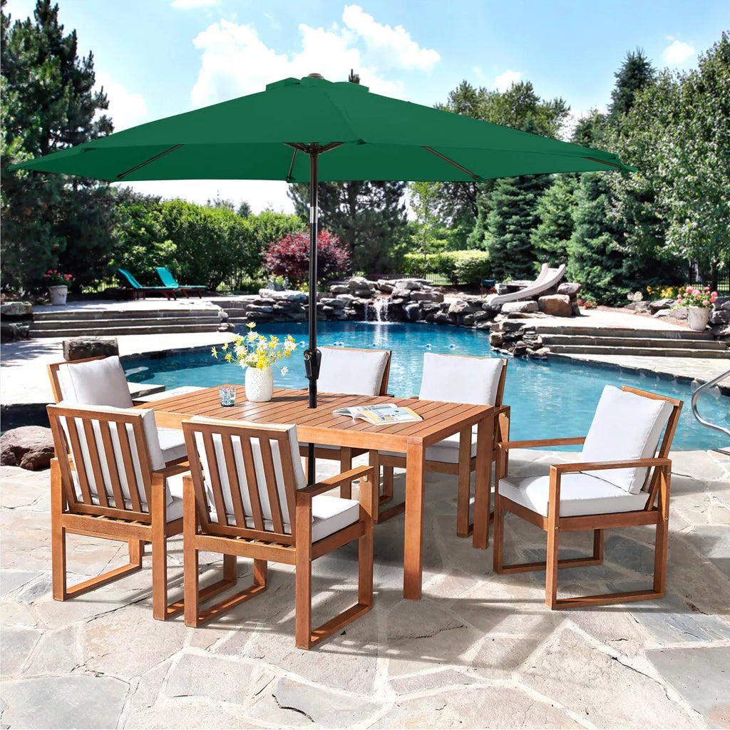 Alaterre Furniture 8Pc Outdoor Patio Dining Set, Weston Table with 10' Auto Tilt Umbrella