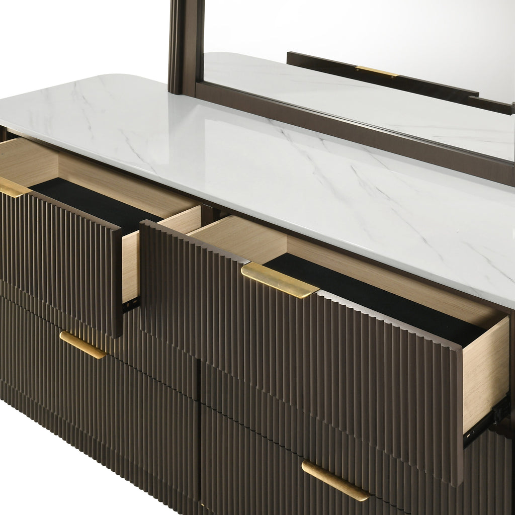 Prista Dark Walnut 6 -Drawer 63.4-In W Standard Dresser with Mirror