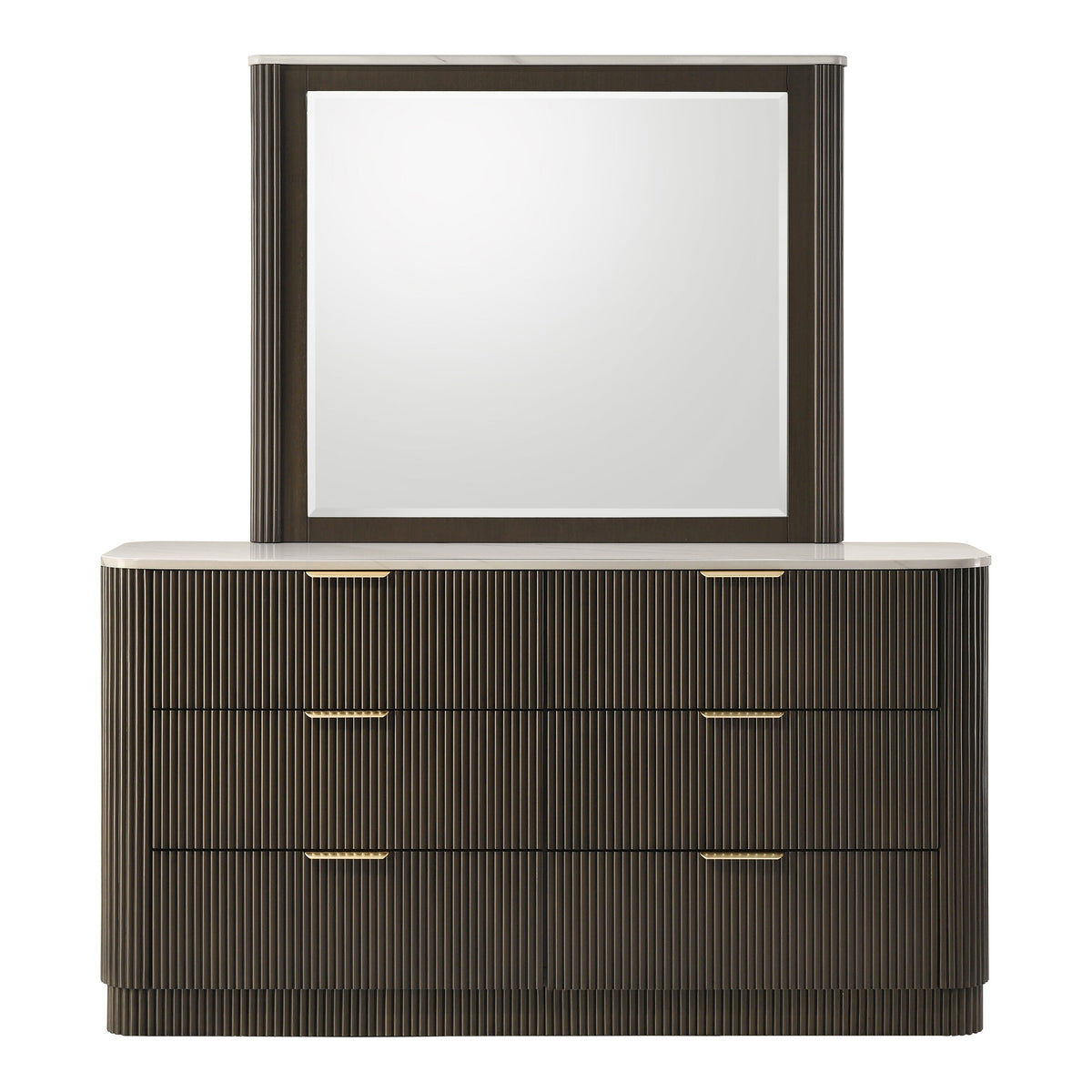 Prista Dark Walnut 6 -Drawer 63.4-In W Standard Dresser with Mirror