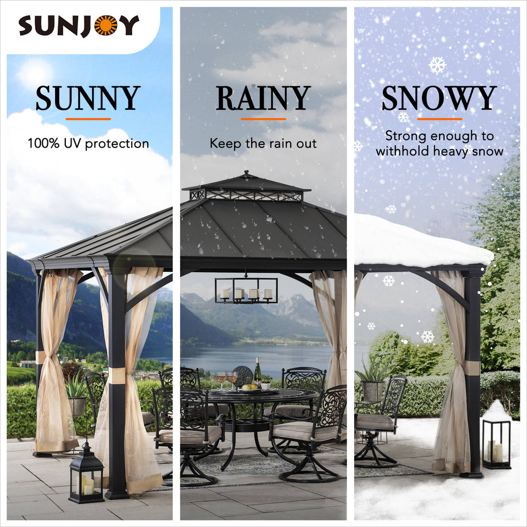 12-Ft X 10-Ft Hardtop Roof Steel Gazebo