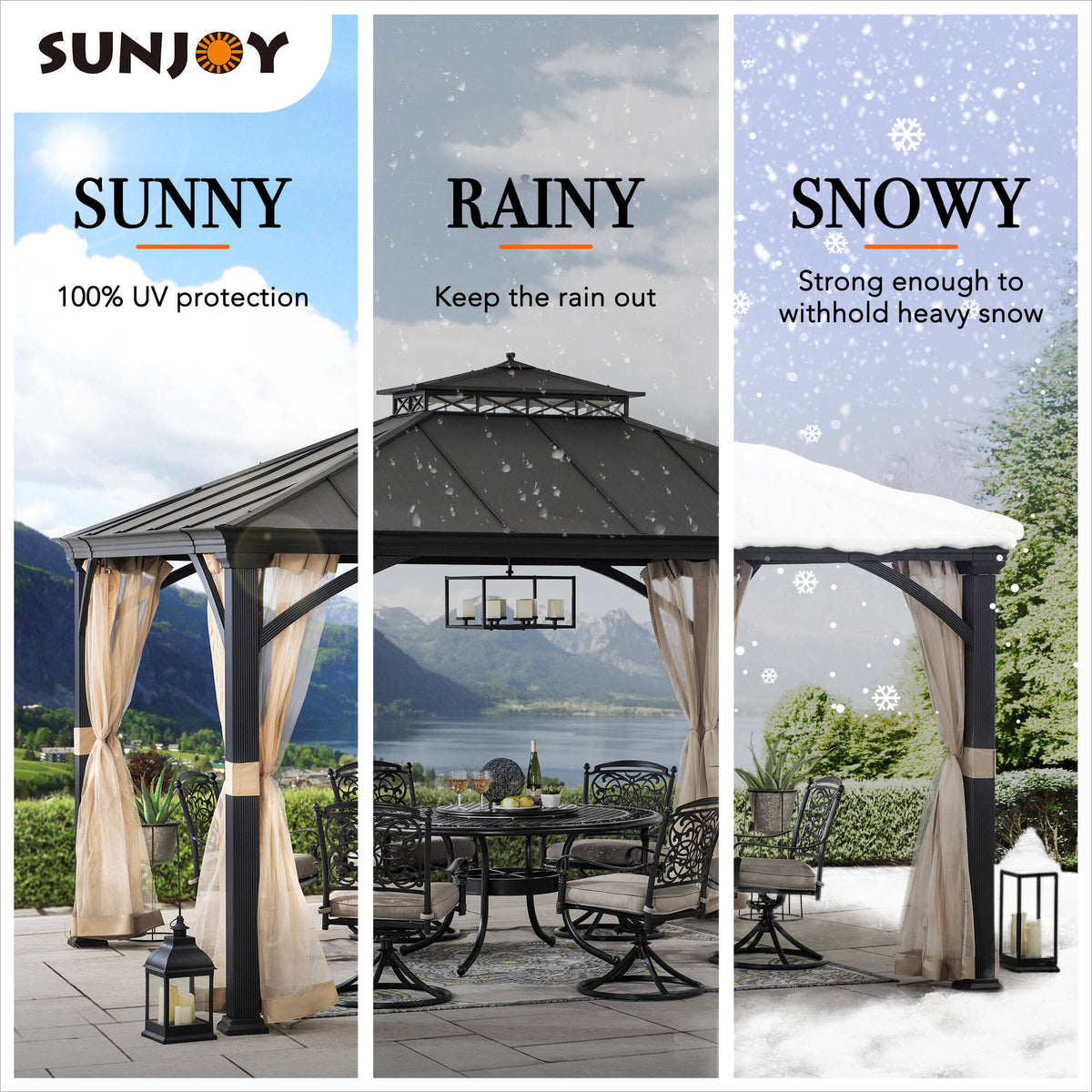 12-Ft X 10-Ft Hardtop Roof Steel Gazebo