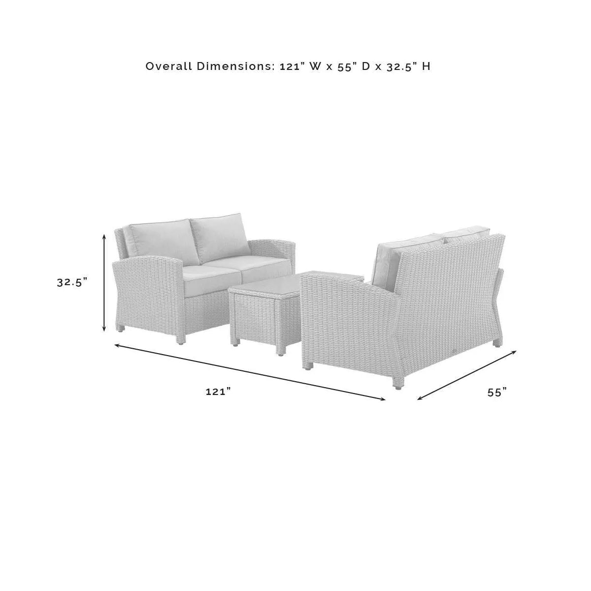 Bradenton 3Pc Outdoor Wicker Seating Set - Crosley