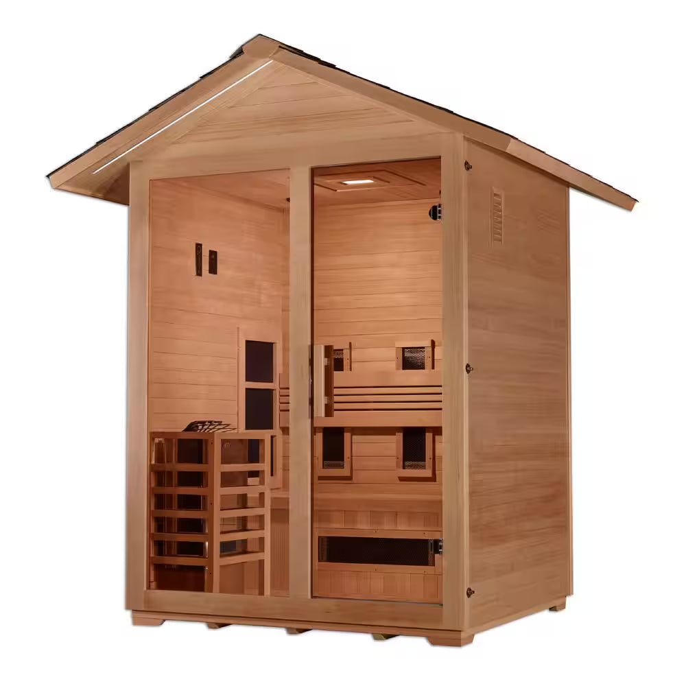 GDI Series 3-Person Indoor/Outdoor Hemlock Steam and Full Spectrum Infrared Wet/Dry Sauna Ultimate Therapy System