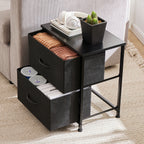 Nightstand Bedside Coffee Sofa Tea Table Storage Closet Chest Clothes Display for Bedroom 2 Fabric Drawers Cabinet Furniture