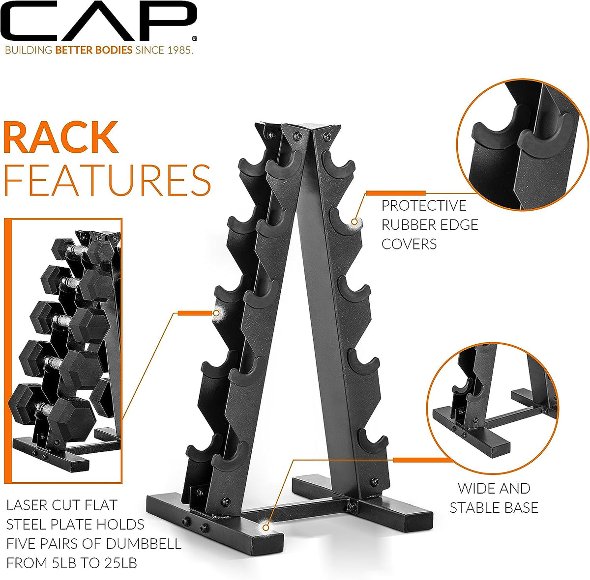 Rubber Coated Dumbbell Weight Set with Rack | 100 Lb, 150 Lb, 210, 550 and 1200 Lb Options