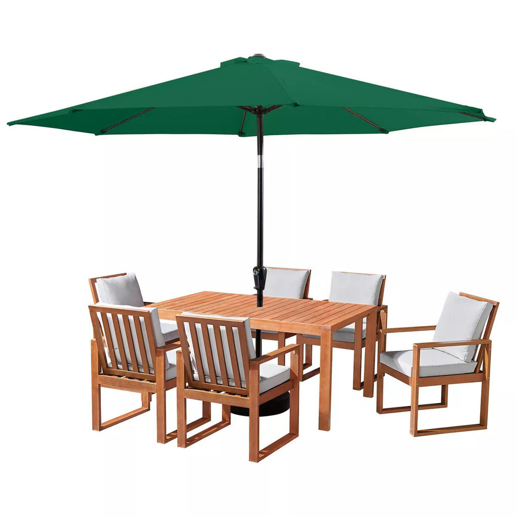 Alaterre Furniture 8Pc Outdoor Patio Dining Set, Weston Table with 10' Auto Tilt Umbrella