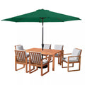 Alaterre Furniture 8Pc Outdoor Patio Dining Set, Weston Table with 10' Auto Tilt Umbrella