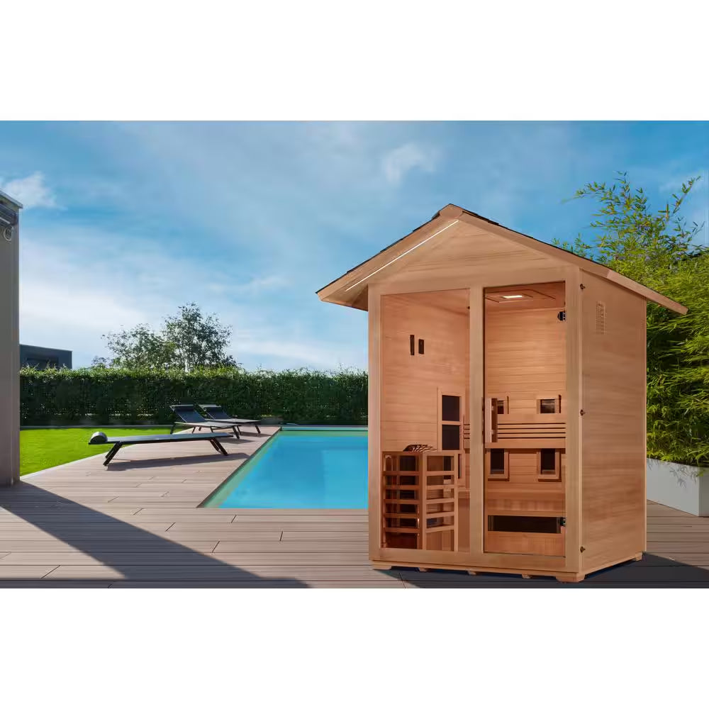 GDI Series 3-Person Indoor/Outdoor Hemlock Steam and Full Spectrum Infrared Wet/Dry Sauna Ultimate Therapy System