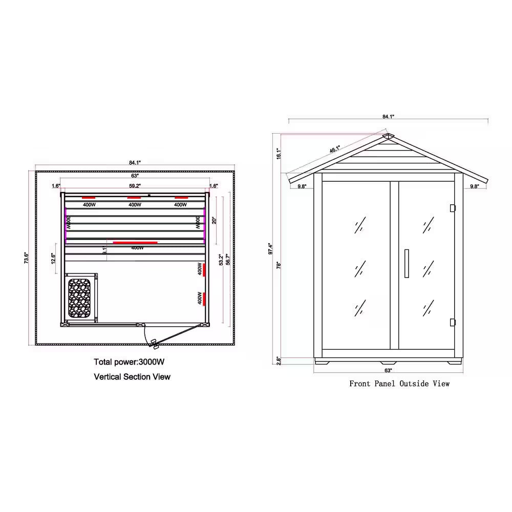 GDI Series 3-Person Indoor/Outdoor Hemlock Steam and Full Spectrum Infrared Wet/Dry Sauna Ultimate Therapy System