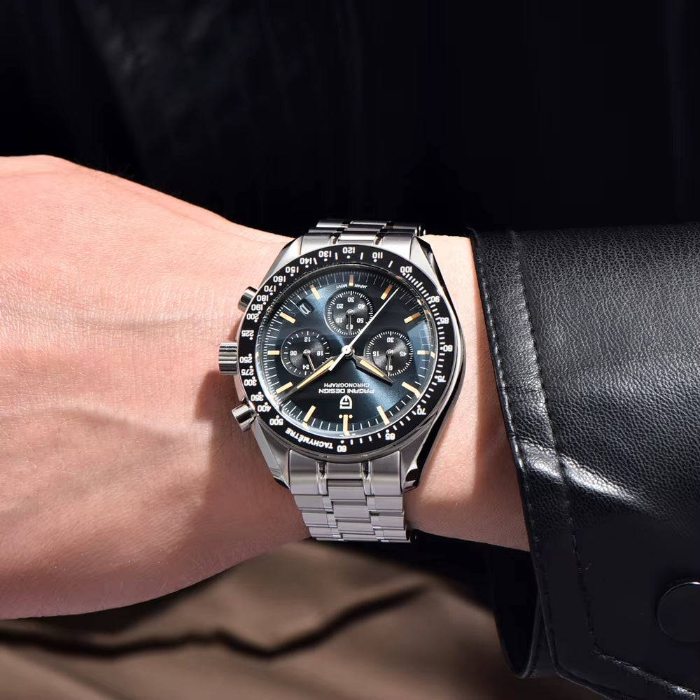 2026 New  Moon V6 Men'S Watches Luxury Quartz Watch for Man Chronograph VK63 Men Gift AR Sapphire Mirror Luminous