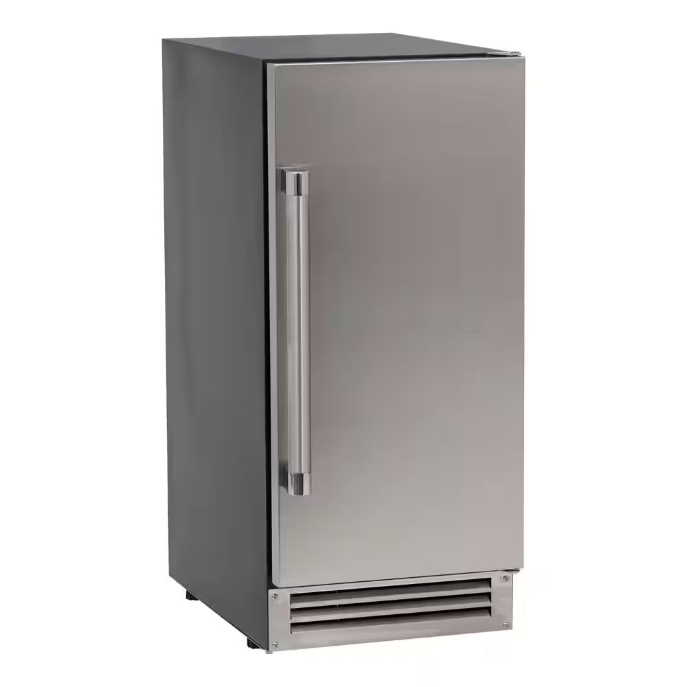 15 In. 49 Lb. Cube Ice Built-In or Freestanding Selectable Cube Size Ice Maker in Stainless Steel