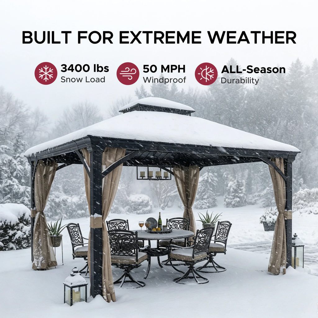 12-Ft X 10-Ft Hardtop Roof Steel Gazebo