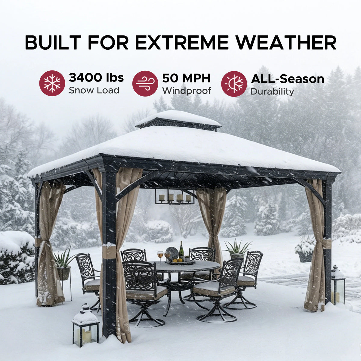 12-Ft X 10-Ft Hardtop Roof Steel Gazebo