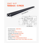 Linear Rail 4-5 PCS 1000Mm/1200Mm/1500Mm/2000Mm T Slot 2040 Aluminum Extrusion Profile for 3D Printer, CNC Machine DIY