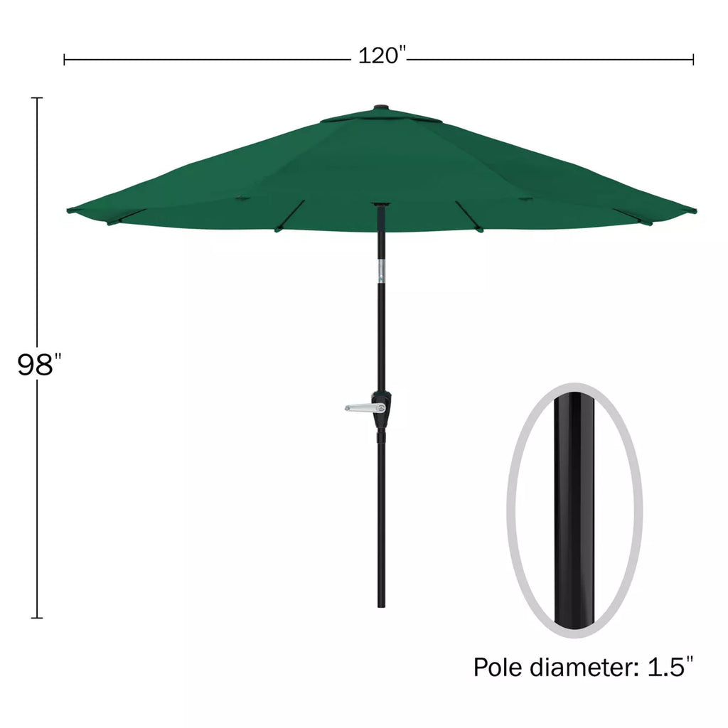 Alaterre Furniture 8Pc Outdoor Patio Dining Set, Weston Table with 10' Auto Tilt Umbrella