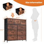 Dresser for Bedroom with 9 Fabric Storage Drawer Wardrobe Tall Chest Organizer Closet Adult Kids Clothes Cabinet Furniture